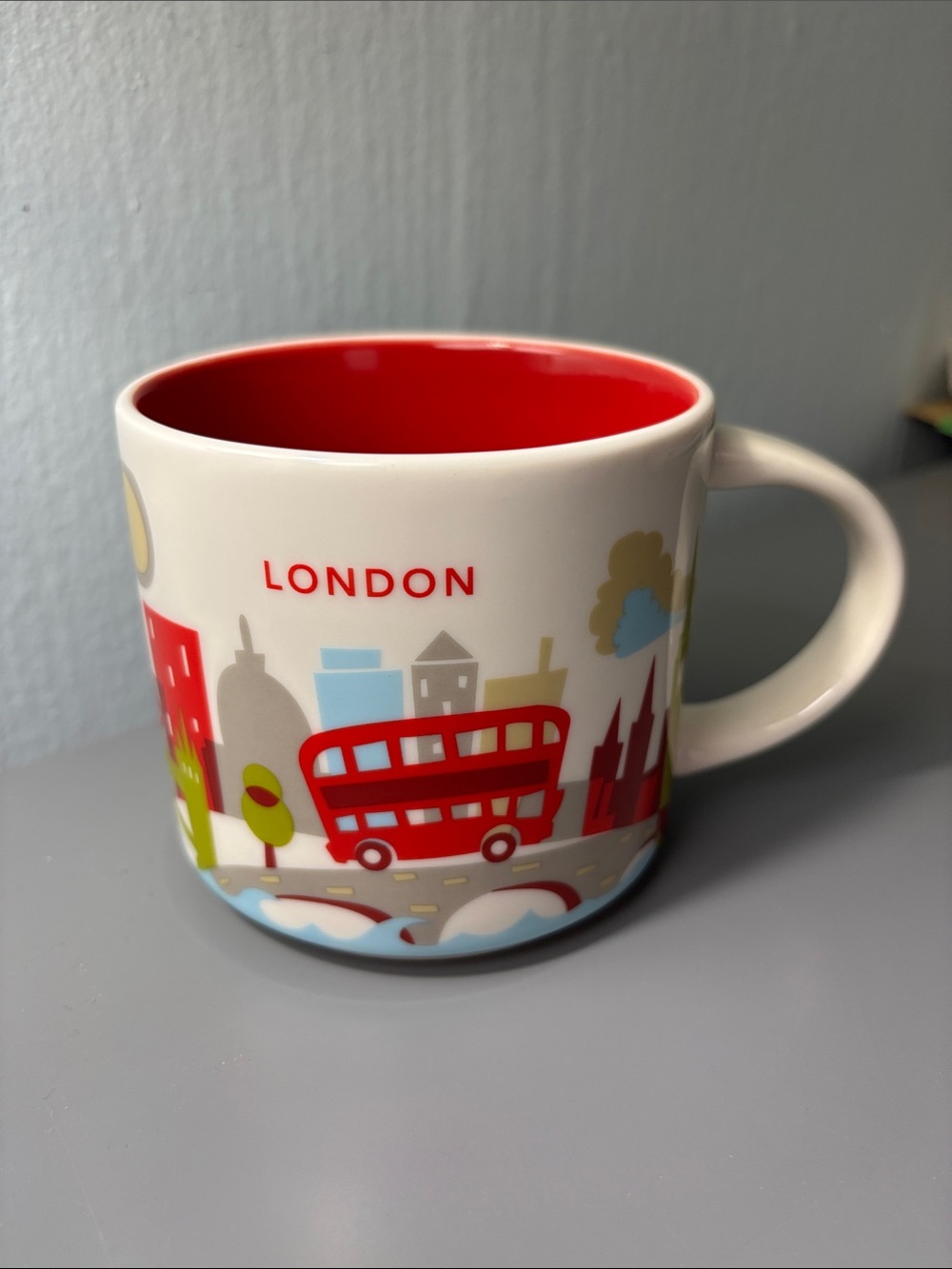 Starbucks London Skyline Ceramic Mug with Red Interior